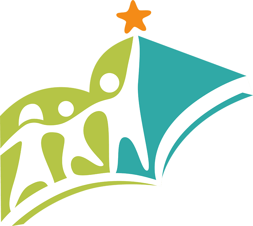 An icon of a family reaching for a star.